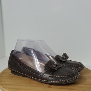 Naturalizer Levity Dark Brown Leather Loafers Bow Details Women's Size 8